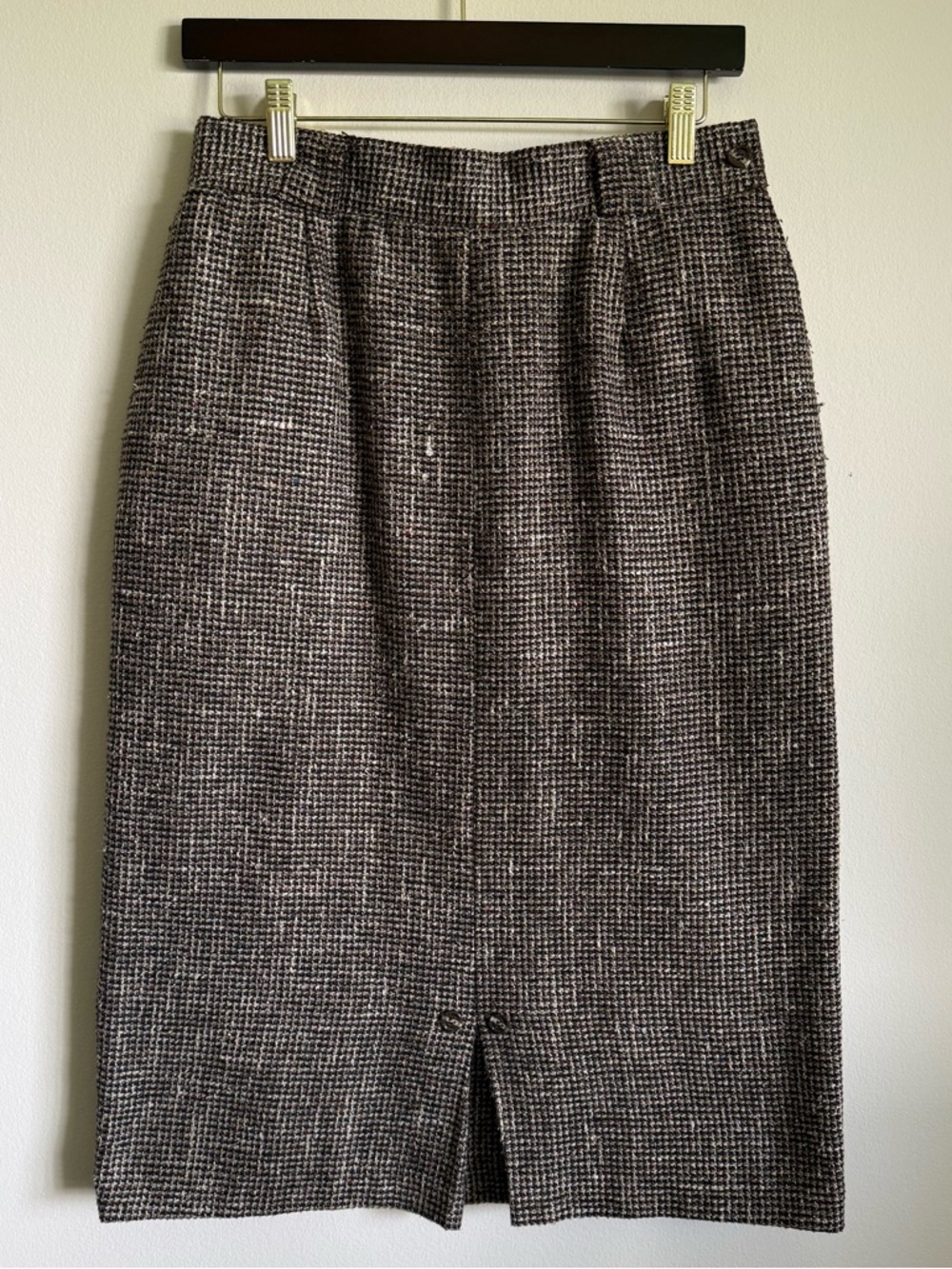 Vintage Summit Sportwear Mid Tweed Straight Skirt Brown Pockets 12